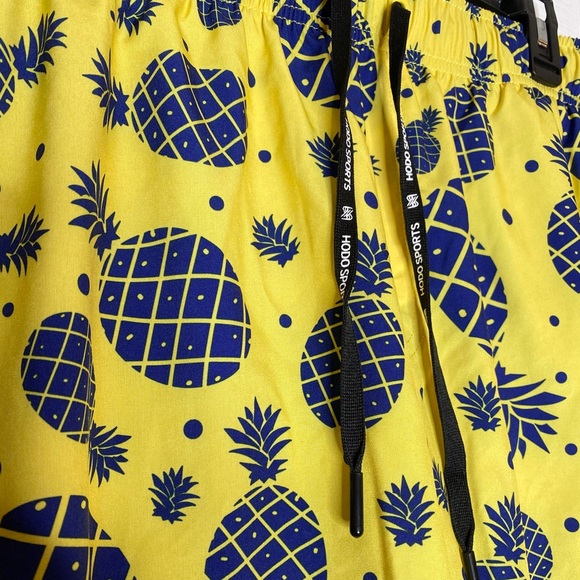 HOdo Yellow Swim-trunks with Blue Pineapples Sz L - Picture 5 of 6
